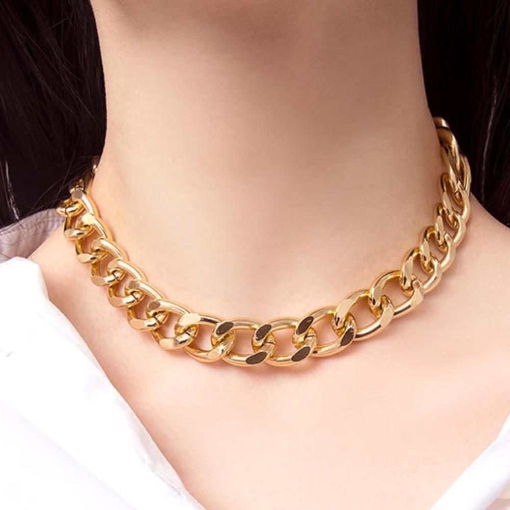 NWOT 18k Gold Punk Miami Cuban Link Chain Choker